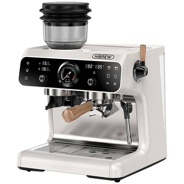 Espressor Semi-automat H7B Rezervor Apa 2.8L Recipient Boabe de Cafea 250G Presiune 20Bar 2800W Alb Crema