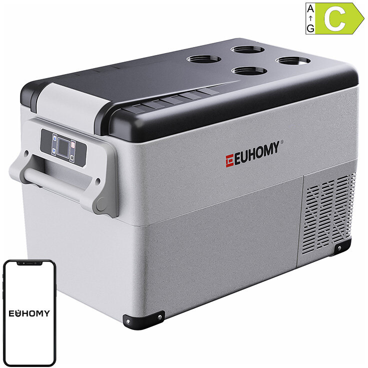 Frigider auto portabil Euhomy CF001-35GR, 30l , 12V/24V sau 110V/240V, Negru/Gri - imagine 2