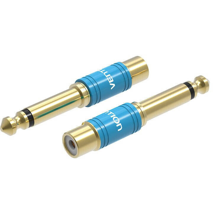 Cablu de date , Jack 6.35mm tata la RCA mama, Albastru