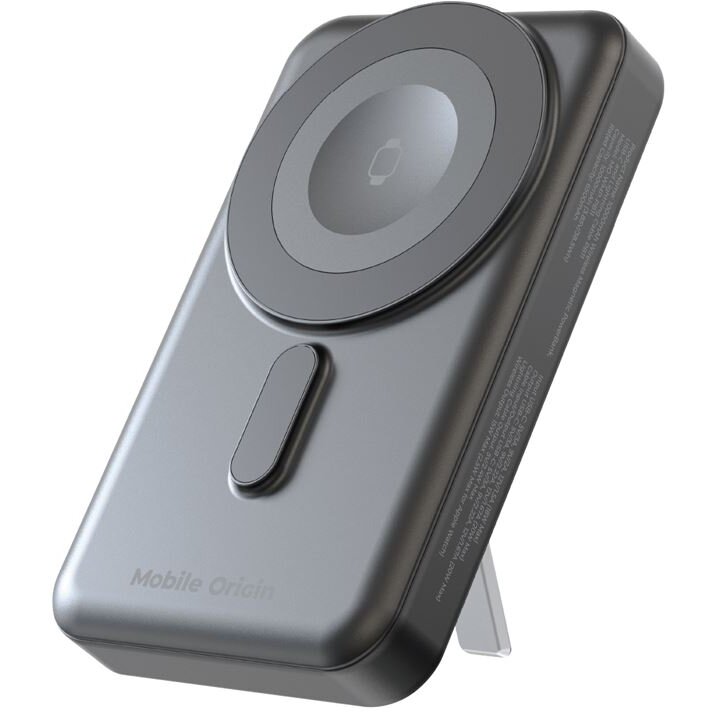 Baterie externa Mobile Origin, 10000 mAh, Wireless 15W, Cablu USB-C / Lightning 20W, Gri - imagine 2