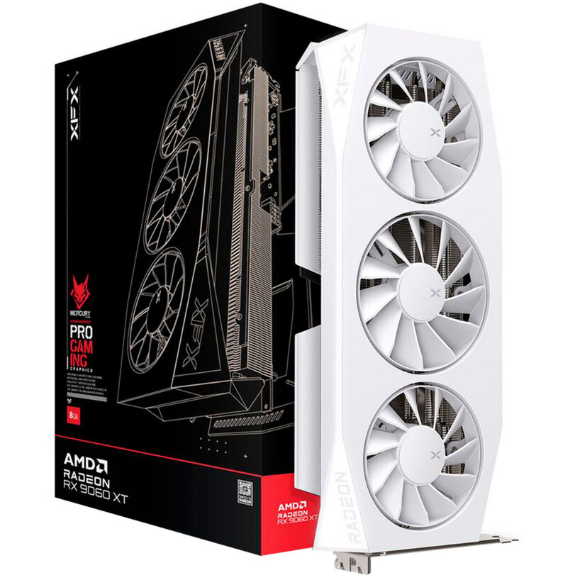 Placa video Radeon RX 9060 XT Mercury OC, graphics card white, RDNA4, GDDR6, 2x DisplayPort, 1x HDMI 2.1