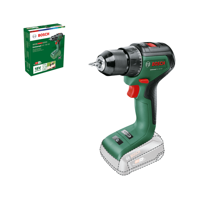 Masina de Gaurit si Insurubat UniversalDrill 18V-60 06039D7000 fara Acumulator Inclus Verde/Negru