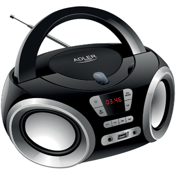 Radio AD 1181  CD-MP3 Boombox  USB  FM AUX   Headphone Jack Negru