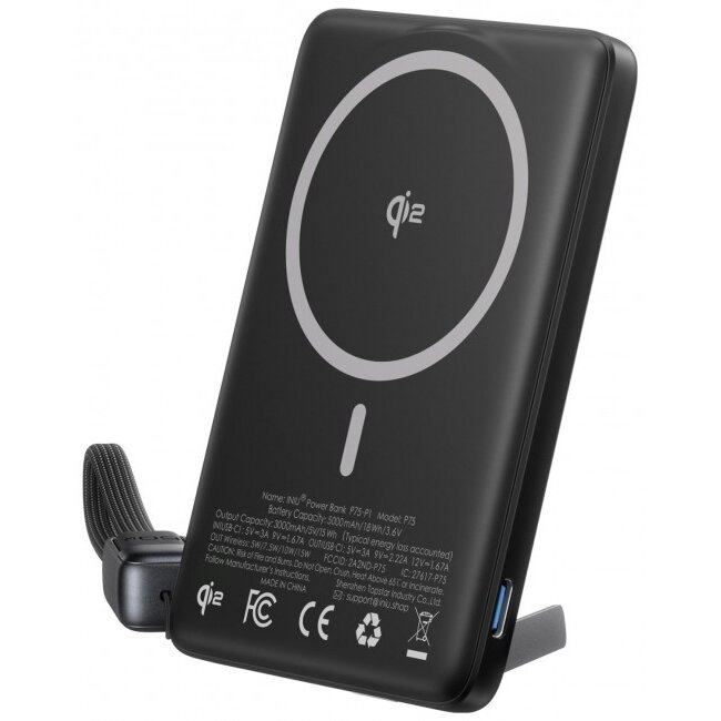 Acumulator Extern MagPro Slim 5KmAh   Qi2  1x USB-C Negru