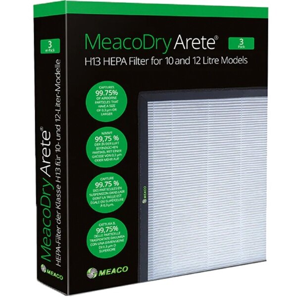 Dry Arete One H13 HEPA Filter 10L / 12L, 3 Pack for  Dry Arete One 10L and 12L Dehumidifiers