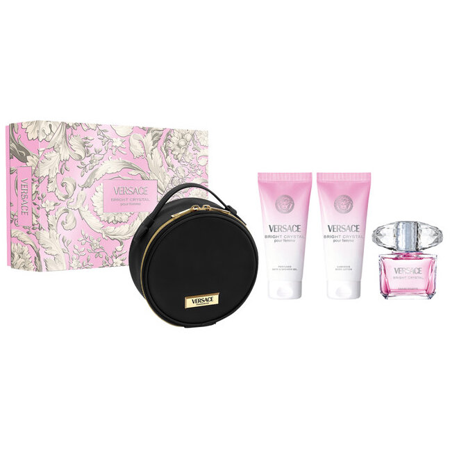 Pachet Versace Bright Crystal Femei Eau De Toilette 90ml + Loțiune Corp 100ml + Gel de Dus 100ml + Geantă Cosmetice