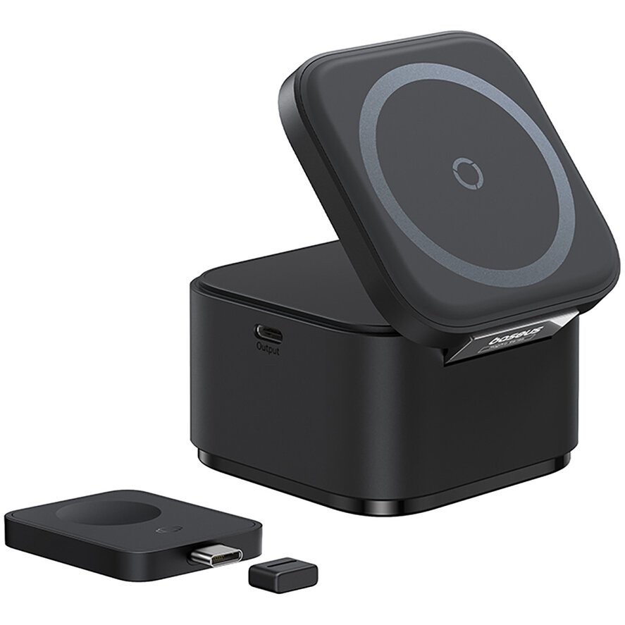 Incarcator Wireless MagPro 3in1 Compatibil MagSafe 25W Cablu USB-C Integrat Negru