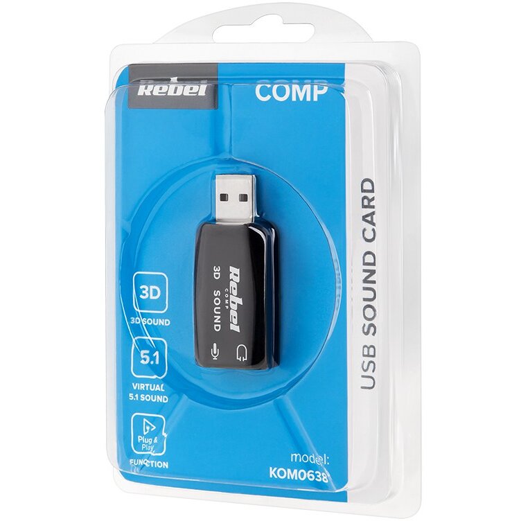 Placa de sunet Rebel KOM0638 5.1 USB Negru — imaginea 2