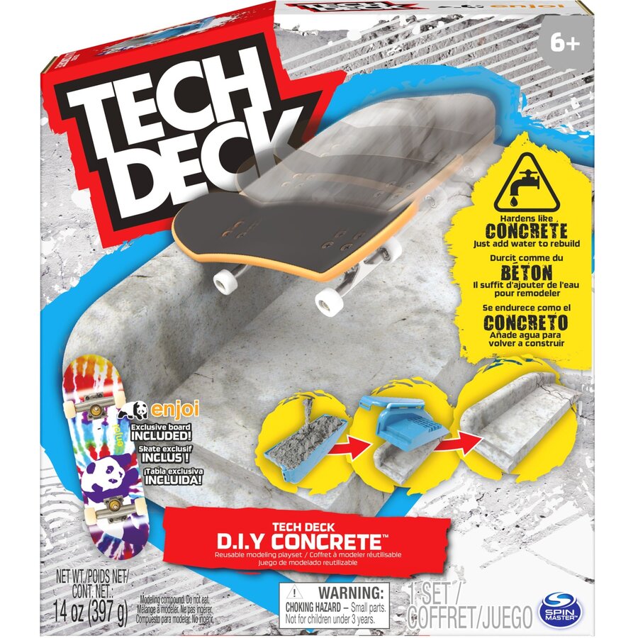 Spin Master Tech Deck - Concrete Build Your Own Fingerboard Ramp Toy Vehicle (Multicolored, Made From Reusable Concrete, With Fingerboard)