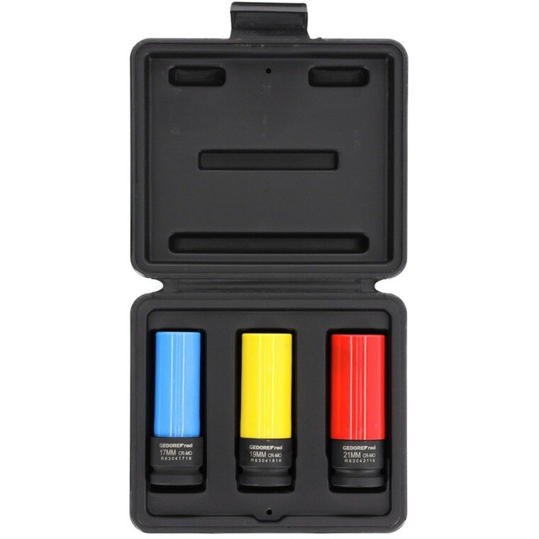 Red power screwdriver socket set 1/2, 3-piece