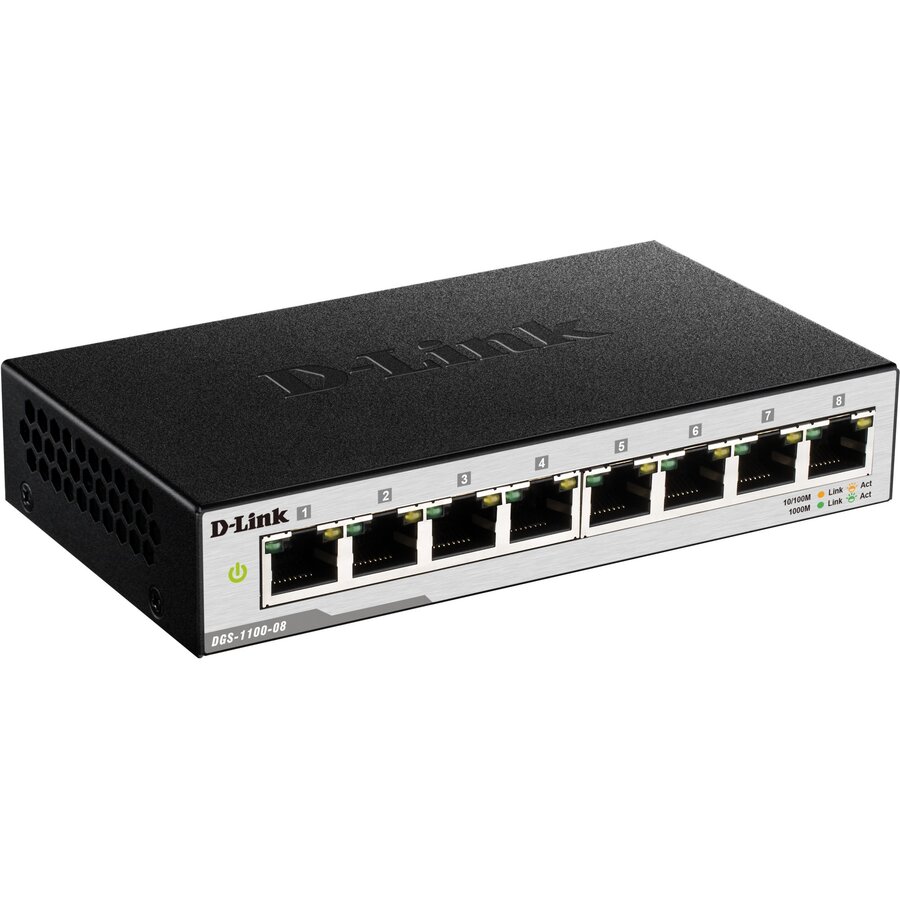 Switch DGS-110-08V2 Switch L2 Managed, Desktop, 8x10/100/1000Base-T + 1 PD port, PSU external - imagine 2