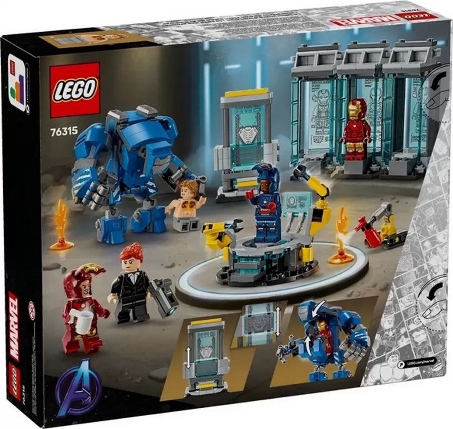 LEGO Laboratorul lui Iron Man: Sala armurilor Numar piese 384 Varsta 8 + ani