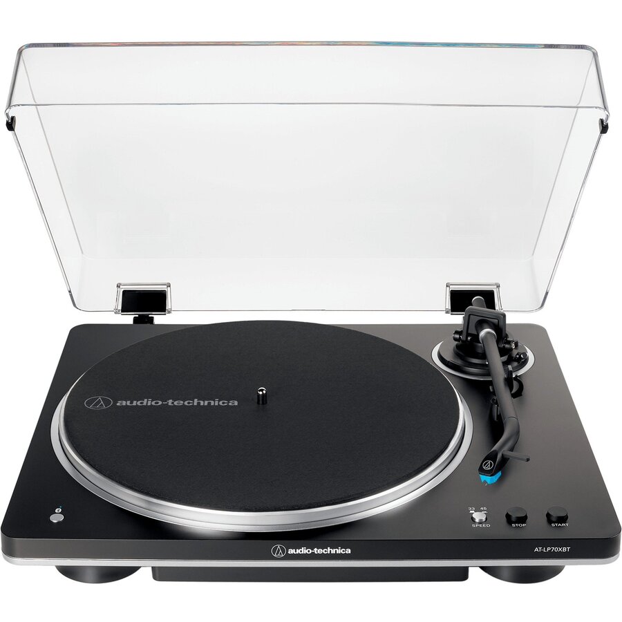 Audio-Technica AT-LP70XBTBS, record player (black/silver, integrated phono preamplifier, Bluetooth, fully automatic, belt drive)