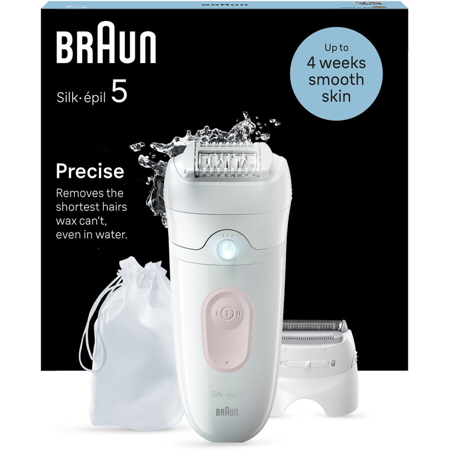 Epilator Silk-epil 5 5-030 Wet&Dry Autonomie 40 Minute Alb/Roz