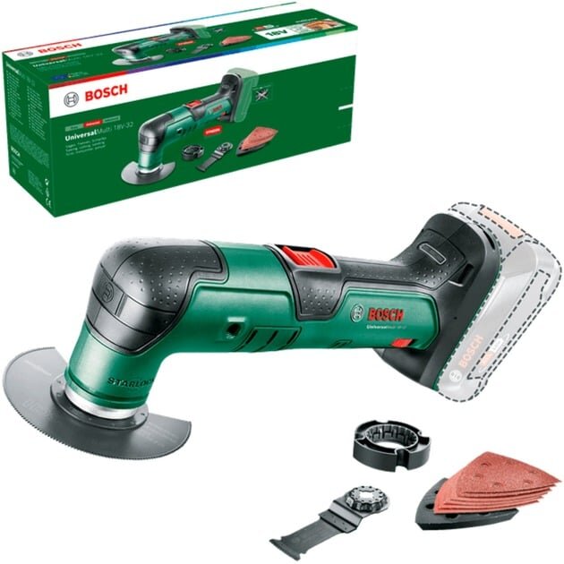 Bosch Powertools cordless multi-function tool UniversalMulti 18V-32 Solo (green/black, without battery and charger, POWER FOR ALL ALLIANCE)