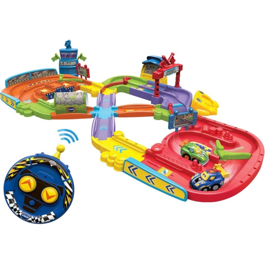 Pista de Masinute RC Tut Tut Baby Flitzer cu Telecomanda Sunete si Cantece in Limba Germana Varsta 1 - 5 Ani Multicolor