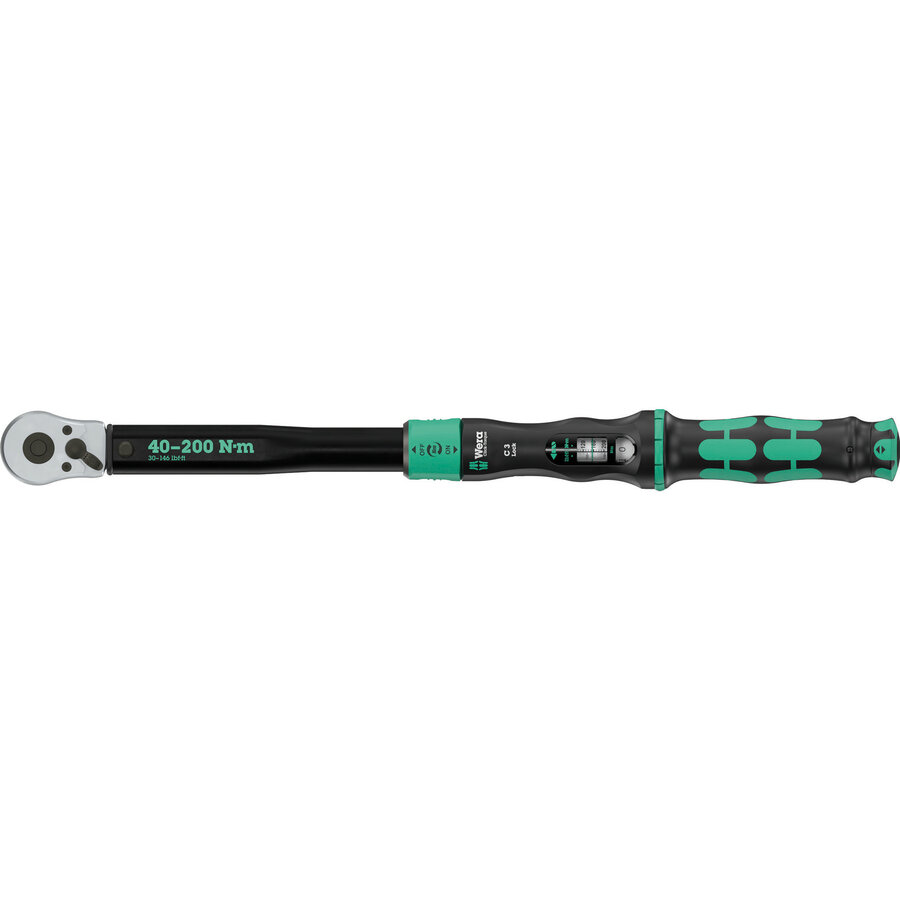 torque wrench with reversible ratchet Click-Torque Lock C 3 black/green, 1/2 drive, 40 to 200 Nm