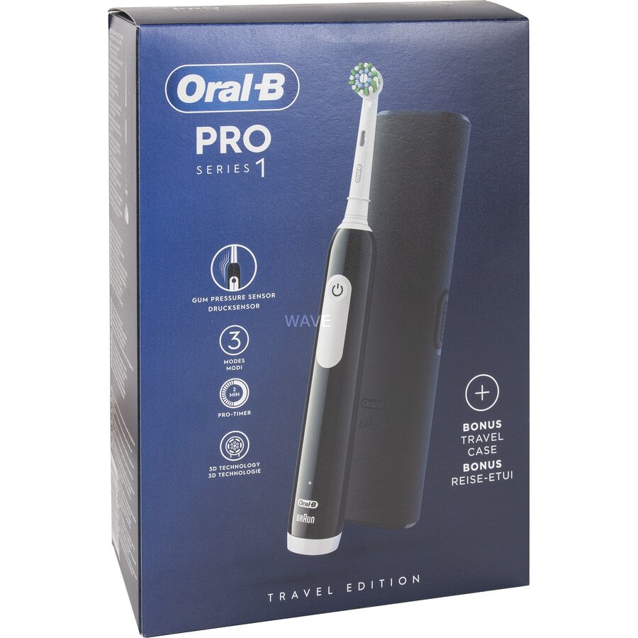 Braun Pro 1 Cross Action, Electric Toothbrush (black, with travel case)