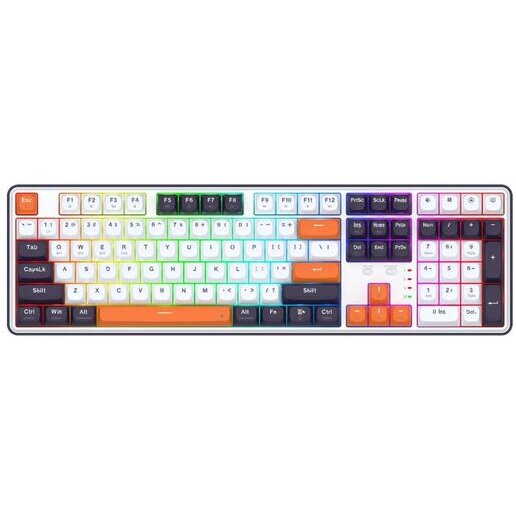 Tastatura Mecanica Wyvern Gaming Bluetooth Cu si Fara Fir Iluminare RGB Alb/Portocaliu