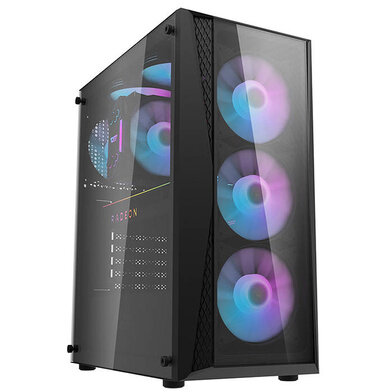 Carcasa pentru computer darkFlash DK352 Plus, Middle Tower, ATX, E-ATX, M-ATX, 4 ventilatoare, Alb/Negru - imagine 2
