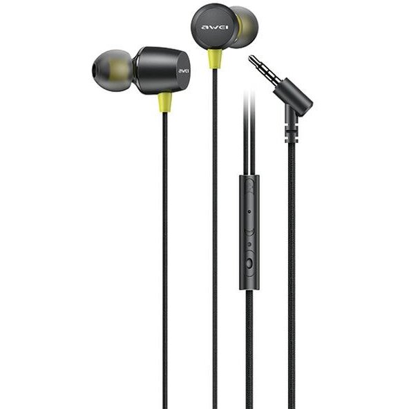 Casti audio cu microfon AWEI L5, In-ear, Control pe fir, Jack 3.5mm, Lungime cablu 1.2m, Negru - imagine 2