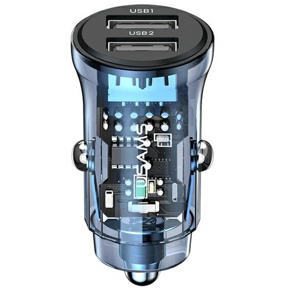 Incarcator auto USAMS C31, 2xUSB-A, 3A, Fast Charge, Protectie scurtcircuit/tensiune/supraincalzire, Albastru - imagine 2