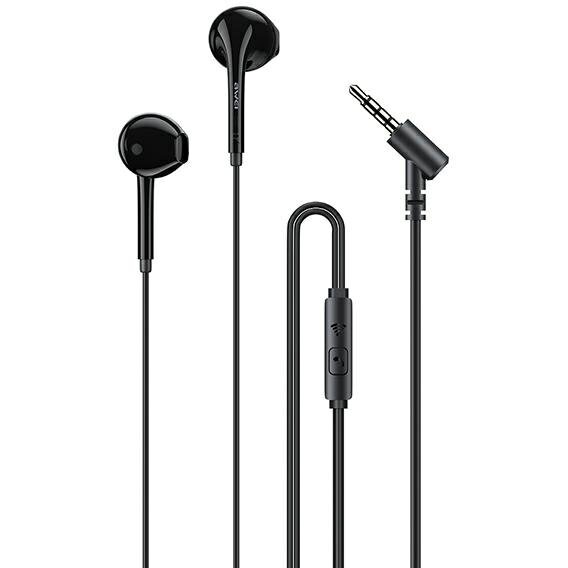 Casti audio cu microfon AWEI PC-7, In-ear, Control pe fir, Jack 3.5mm, Lungime cablu 1.2m, Negru - imagine 2