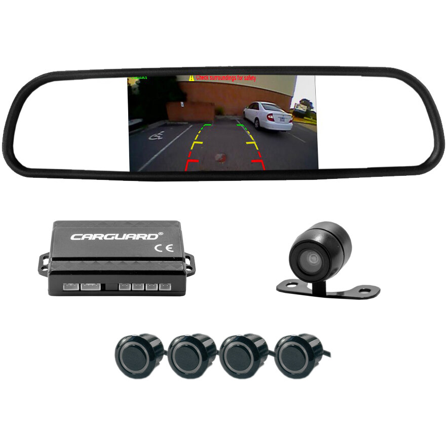 Set Senzori de Parcare cu Camera Video si Ecran in Oglinda Retrovizoare