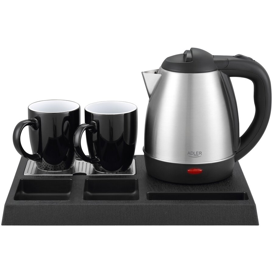 Set Fierbator Electric AD 1354 1.2L cu 2 Cani si Tava 1500W Negru/Inox