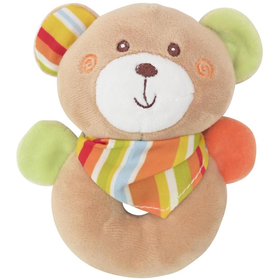 Jucarie de plus Lorelli ursulet, 11 cm, cu inel si bilute zornaitoare, 0 luni+ - imagine 2