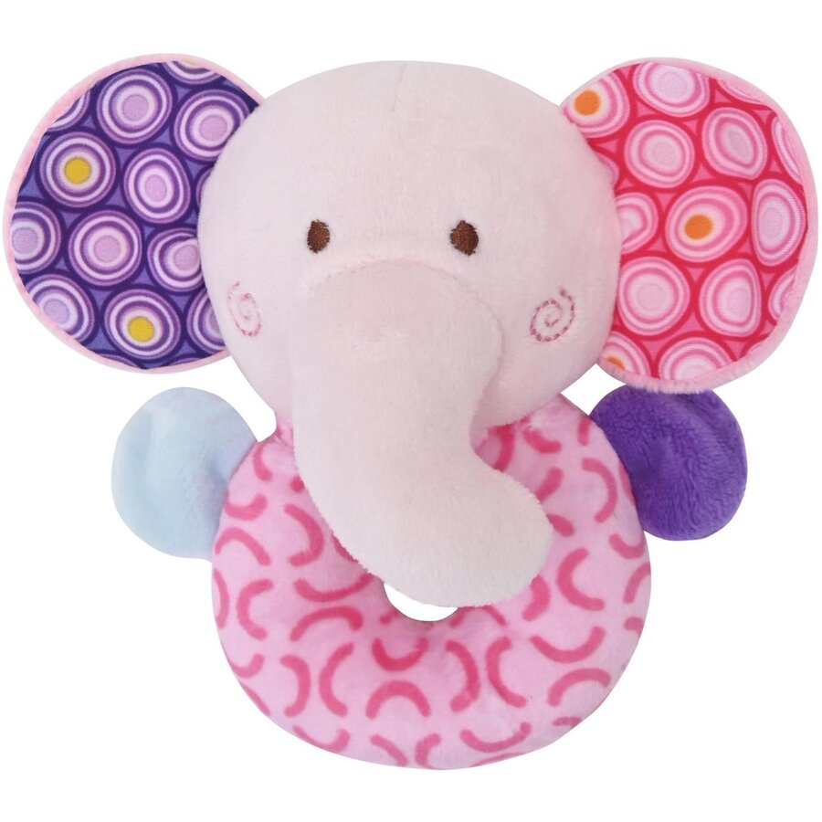 Jucarie de plus Lorelli elefant, 11 cm, cu inel si bilute zornaitoare, 0 luni+ - imagine 2