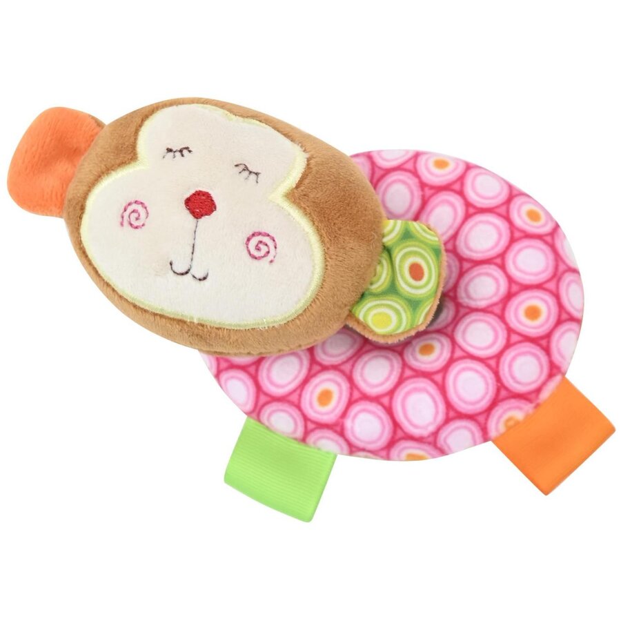 Jucarie de plus Lorelli, gogoasa cu cap de maimutica, 11 cm, zornaitoare, 0 luni+ - imagine 2