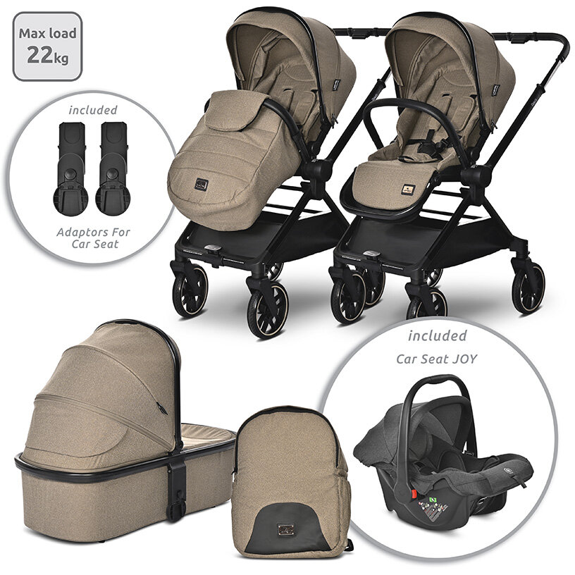 Carucior Set 3 in 1 Reya Maner Reversibil pana la 22Kg Maro