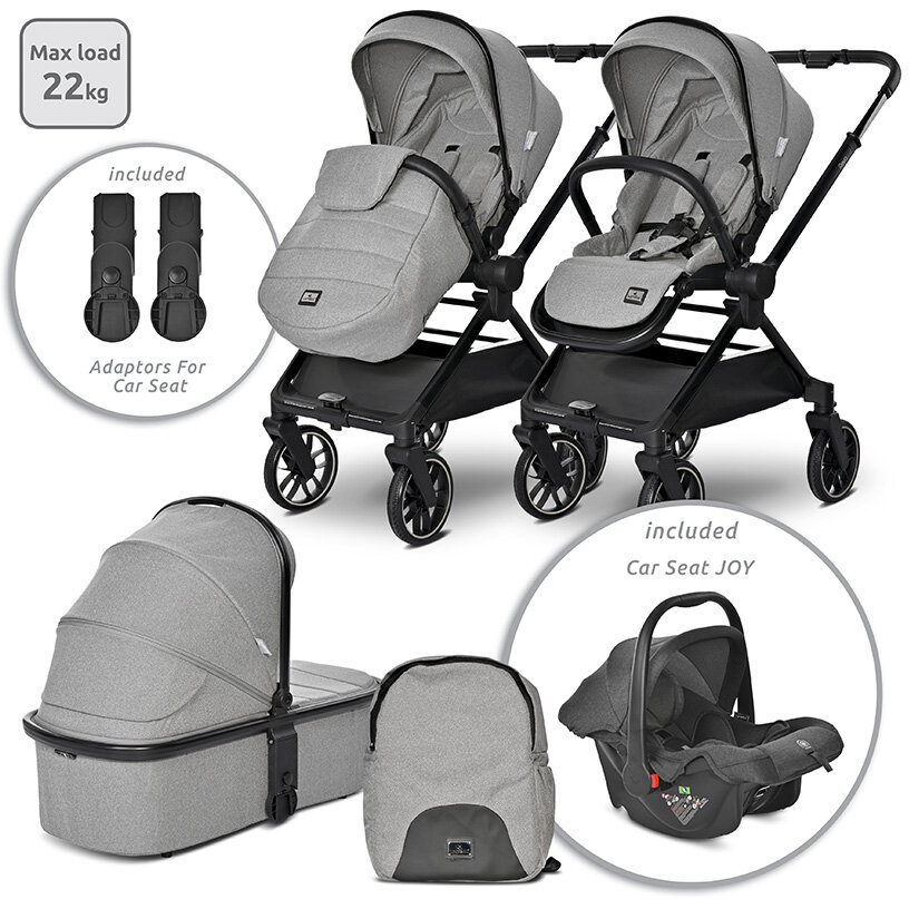Carucior Set 3 in 1 Reya Maner Reversibil pana la 22Kg Gri