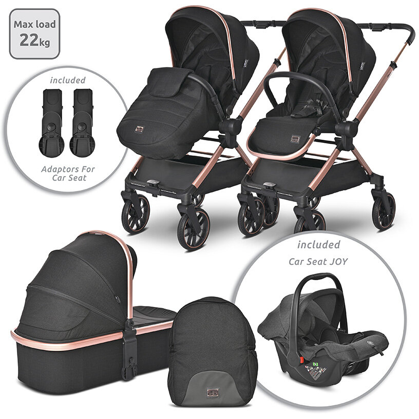 Carucior Set 3 in 1 Reya Maner Reversibil pana la 22Kg Negru Jasper
