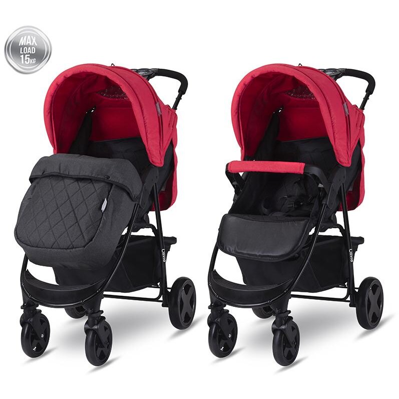 Carucior Sport Olivia Basic cu Husa de Picioare Pliere tip Carte Mars Rosu