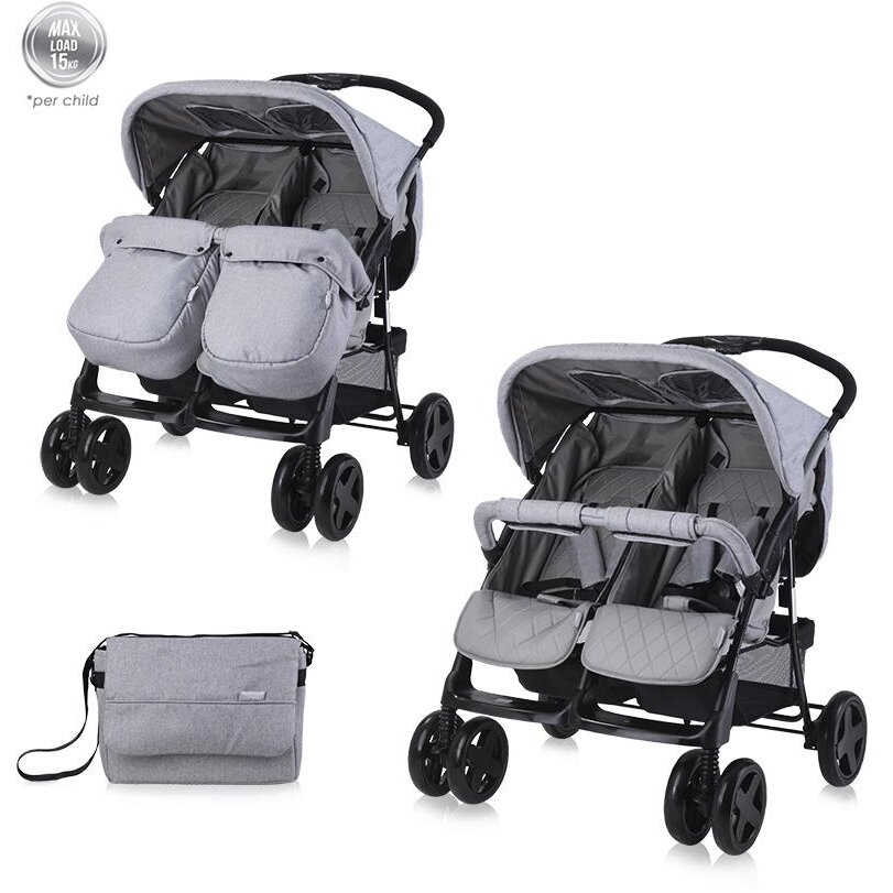 Carucior pentru Gemeni 0 Luni-3 Ani Cool Grey