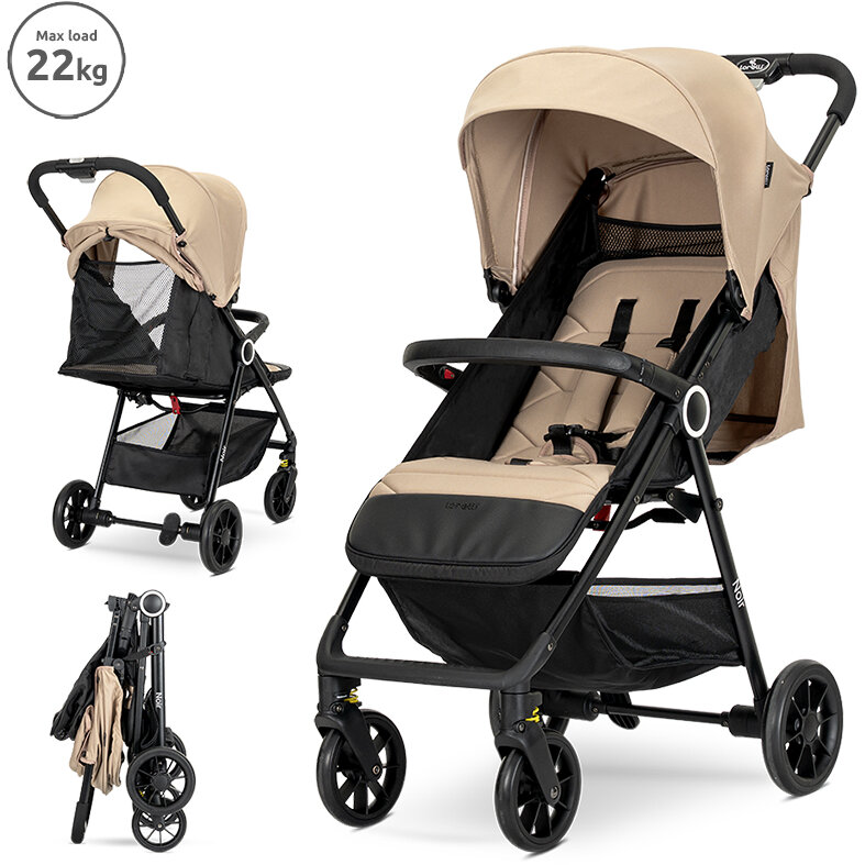 Carucior pentru Nou-Nascut Noir Sistem de Pliere cu o Singura Mana pana la 22 Kg Beige