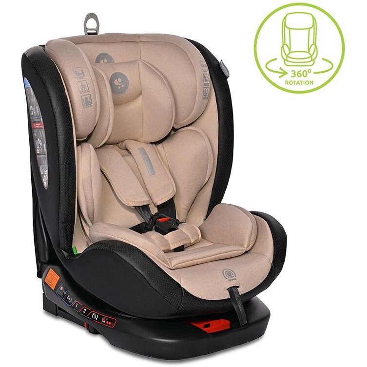 Scaun Auto Copii Ares Isofix i-Size Rotativ 360 Grade 40-150CM 0 Luni - 12 Ani Bej