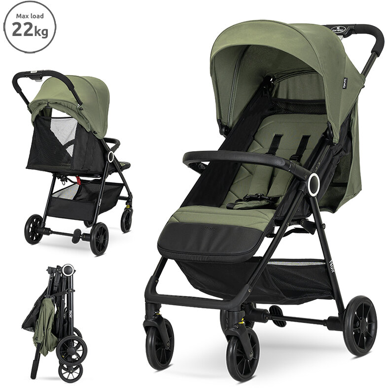 Carucior pentru Nou-Nascut Noir Sistem de Pliere cu o Singura Mana pana la 22 Kg Green