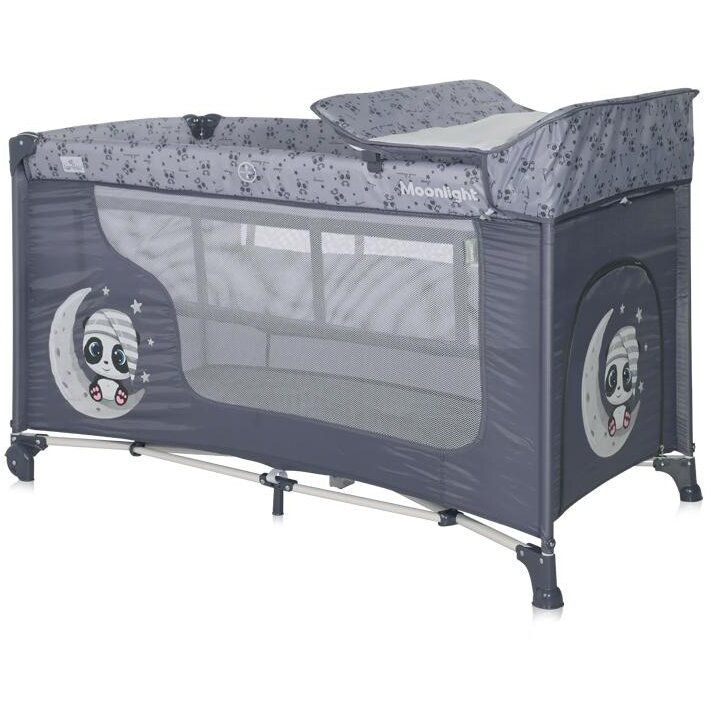 Pat Copii Pliabil Moonlight 2 Nivele Cool Grey Pandas