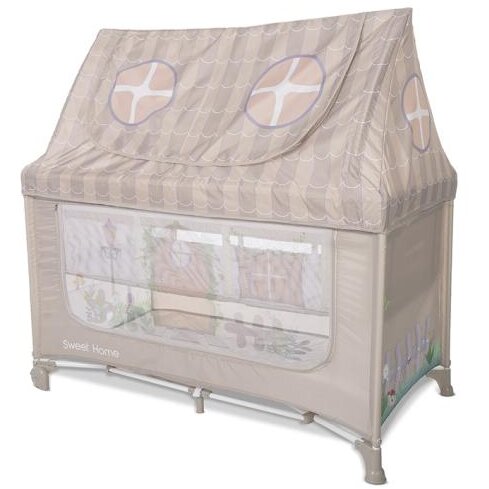 Pat Copii Pliabil Sweet Home 2 Nivele Capotina Detasabila Beige
