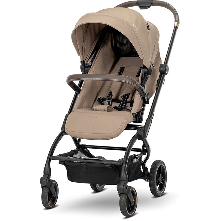 Carucior pentru Nou-Nascut Makaya cu Scaun Rotativ 360 Grade Cadru din Aluminiu pana la 22Kg Beige