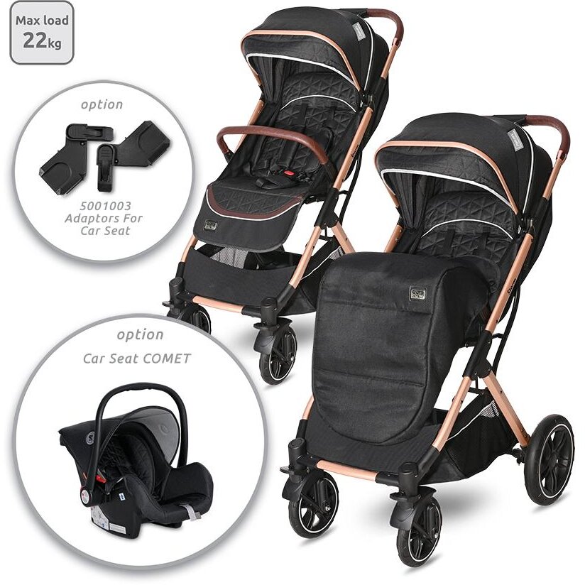 Carucior Storm de la 0 Luni pana la 4 Ani Maxim 22 Kg Cadru Aluminiu Cos Auto Optional Negru Lux