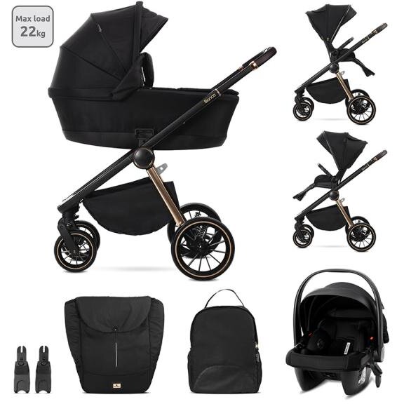 Carucior Set 3 in 1 Bianca Prevazut cu Sistem Anti-Reflux pana la 22 Kg Negru