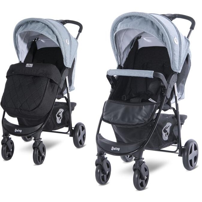 Carucior Sport Daisy Basic de la 6 Luni pana la 3 Ani Maxim 15 Kg Pliere Tip Carte cu Husa de Picioare Negru-Albastru-Argintiu