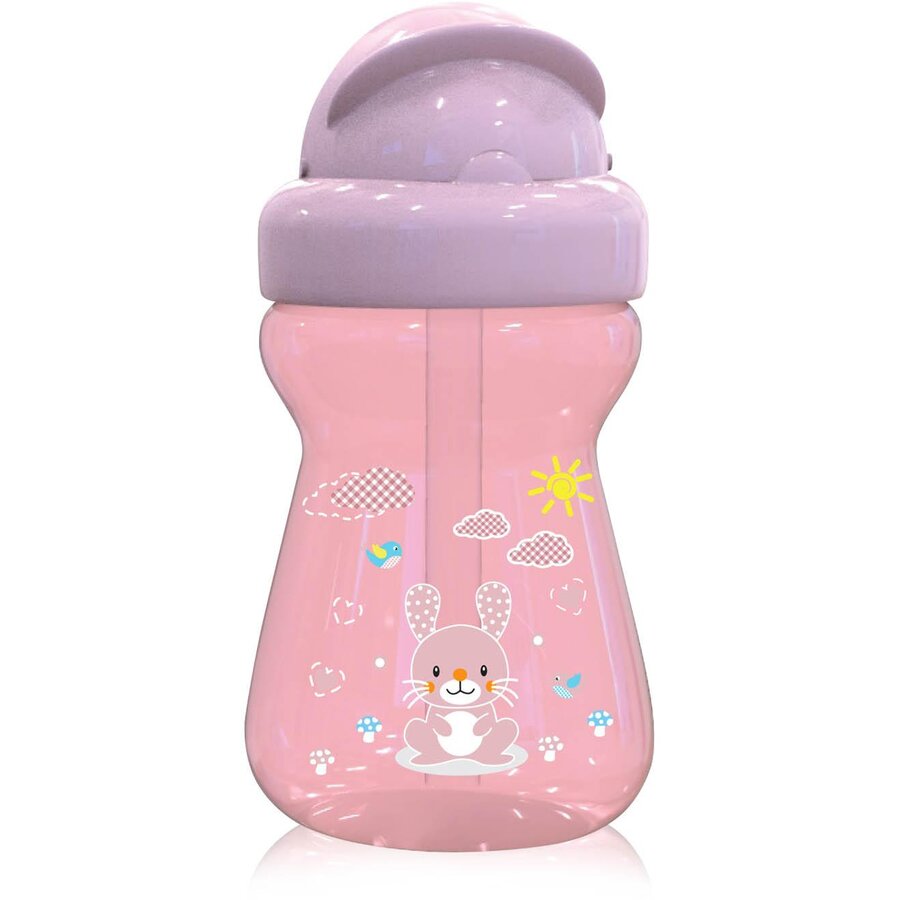 Biberon Sport cu Pai 325Ml Animalute 6 Luni+ Pink