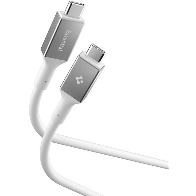 Cablu pentru incarcare si transfer de date Spigen Essential, USB-C la USB-C, 240W, 40Gbps, 1.2m, Alb - imagine 2