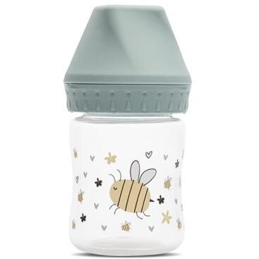 Biberon cu Gat Larg My Friend Tetina Moale din Silicon 0 Luni+ 125 Ml Iceberg Green