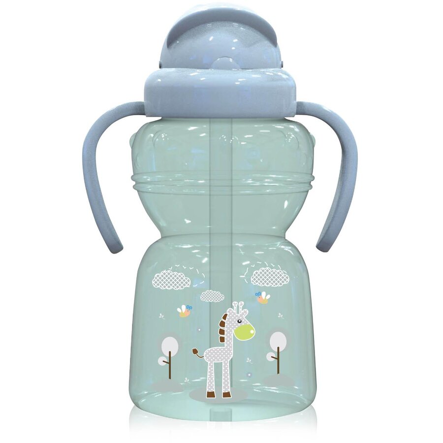 Biberon Sport cu Pai si Manere 325 ml Animalute Green